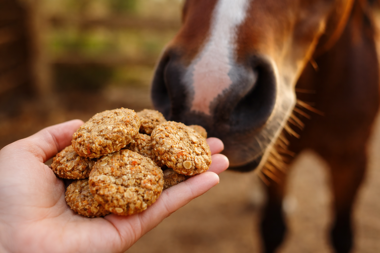 Galletas caseras saludables de avena y zanahoria para caballo